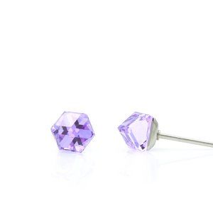 4mm Purple Earrings | Mini Crystal Earrings | Hypoallergenic Studs | Cubic Studs